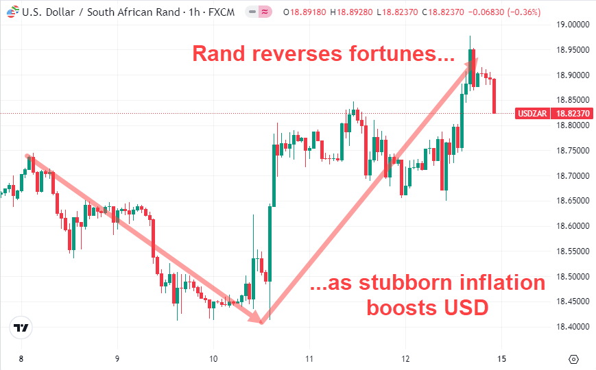 Rand Reverses Fortunes as Stubborn Inflation Boosts USD