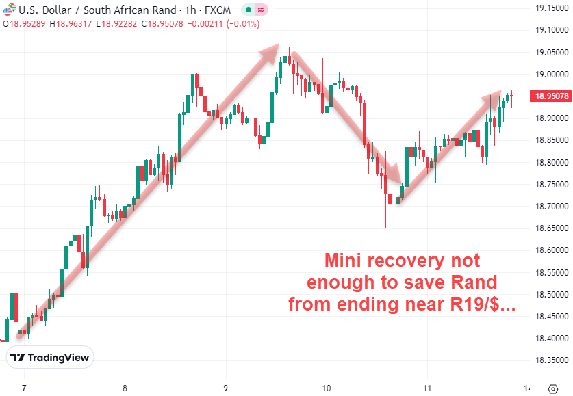 Rand recovery not enough to save from R19 Dollar in Aug 2023