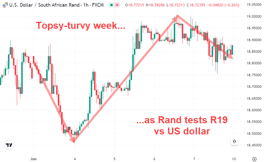 Topsy Turvy week as Rand test R19 vs US Dollar in June 2024