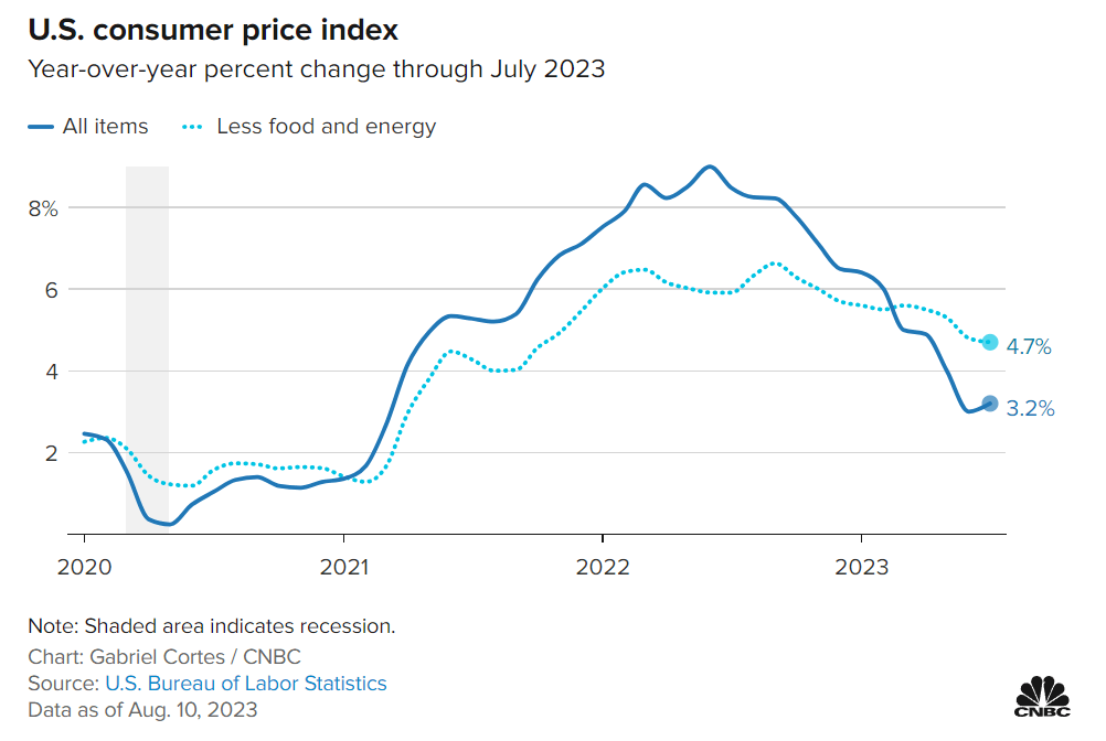 Consumer price index in July 2023