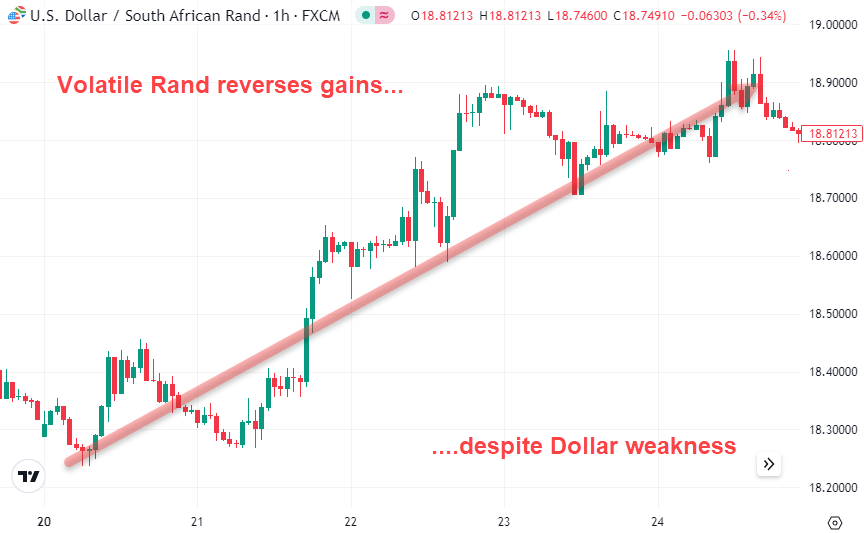 Volatile Rand reverses gains in November 2023